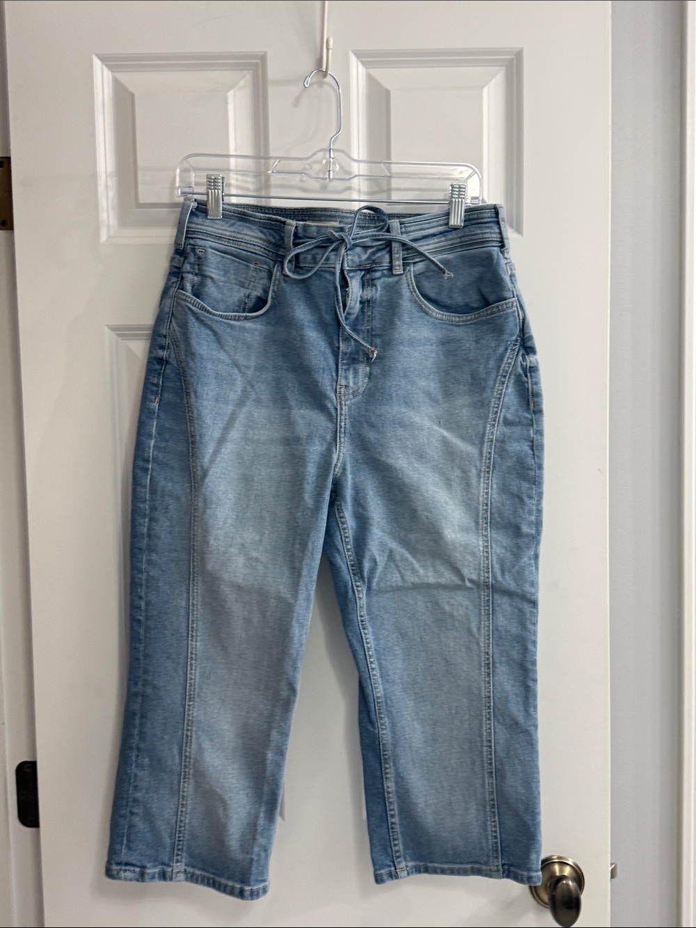 Pilcro Light Blue Cropped Drawstring Jeans